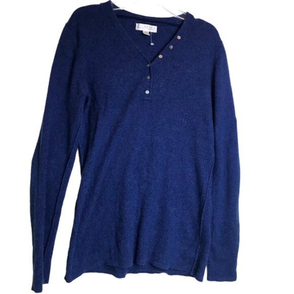 Kenar NEW Cashmere 2-ply Sweater Knit Henley Buttons Top Soft Cozy VNeck Tunic M - Picture 2 of 13